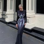 Обтягивающее платье с длинным рукавом и 3D принтом тела